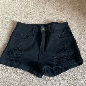 Black Denim Shorts